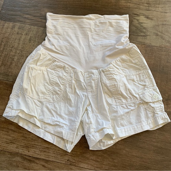 White Motherhood Maternity full panel shorts - Picture 1 of 7